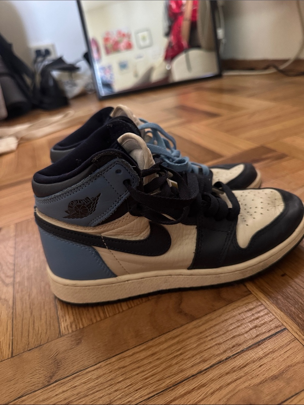 Jordan Women's High-Top Sneakers - White, Black & Light Blue